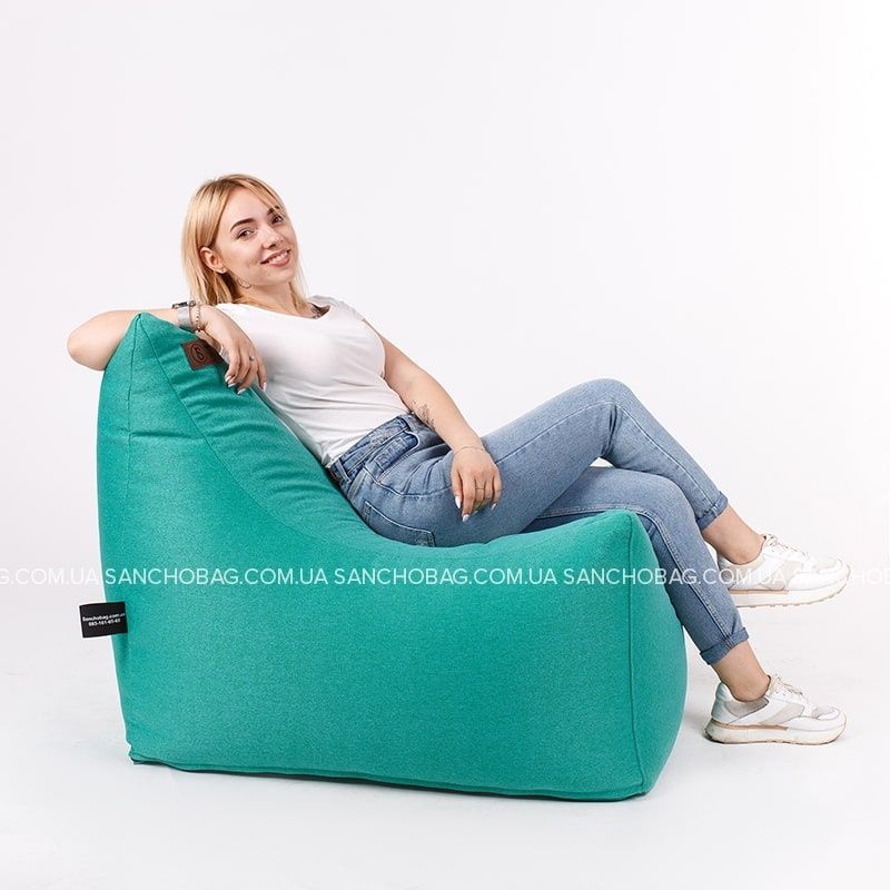 Безкаркасная мебель SanchoBag, синий велюр, 4 кресла, диван, кресло-ме