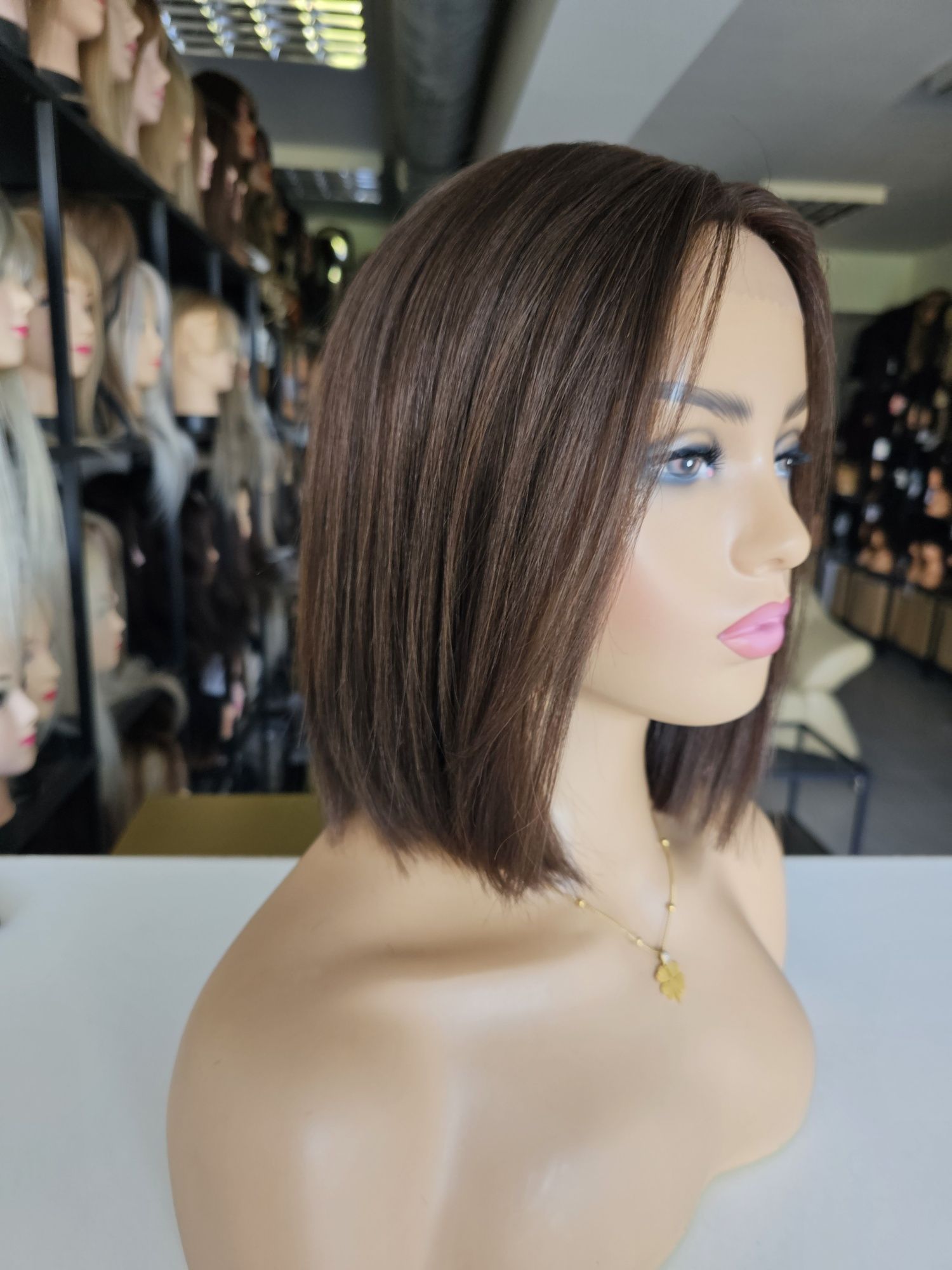 Peruka z włosów naturalnych w 100% Monika naturalny brąz  lacefront
