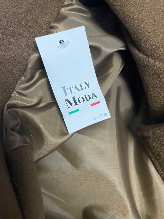 Klasyczny brązowy płaszcz z paskiem trencz damski Made in Italy [866]