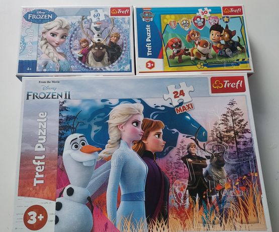 Puzzle Frozen Kraina Lodu zestaw maxi mini  Psi Patrol gratis