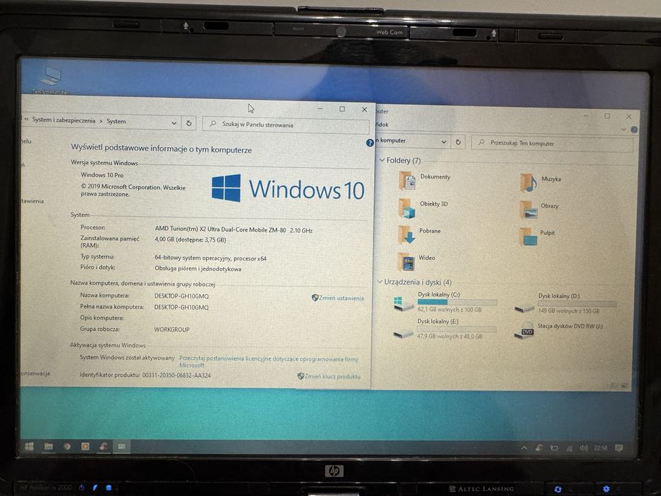Komputer HP Pavilion TX2550EW 12,1" sprawny uzywany