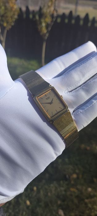 Seiko  TANK Piękna Złota Kostka Vintage Elegancki