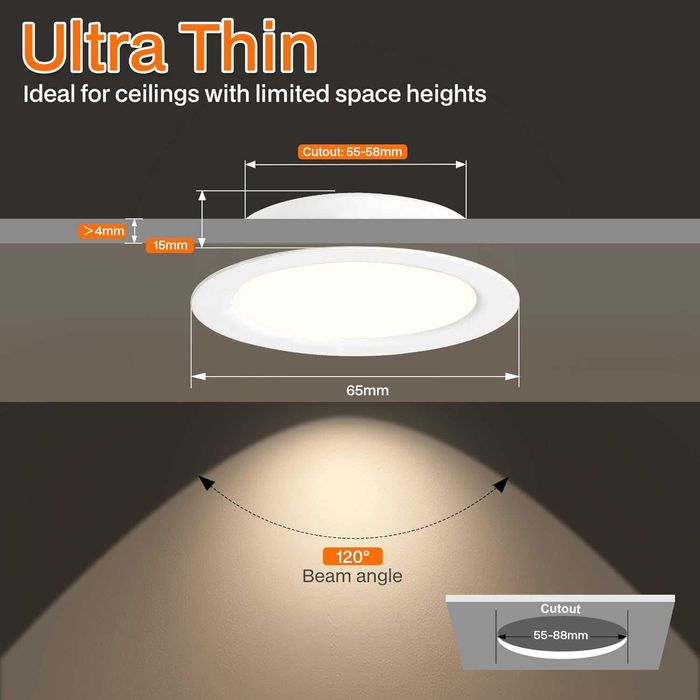 URing Zestaw 3 reflektorów LED do zabudowy 12 V ściemniane 3 W
