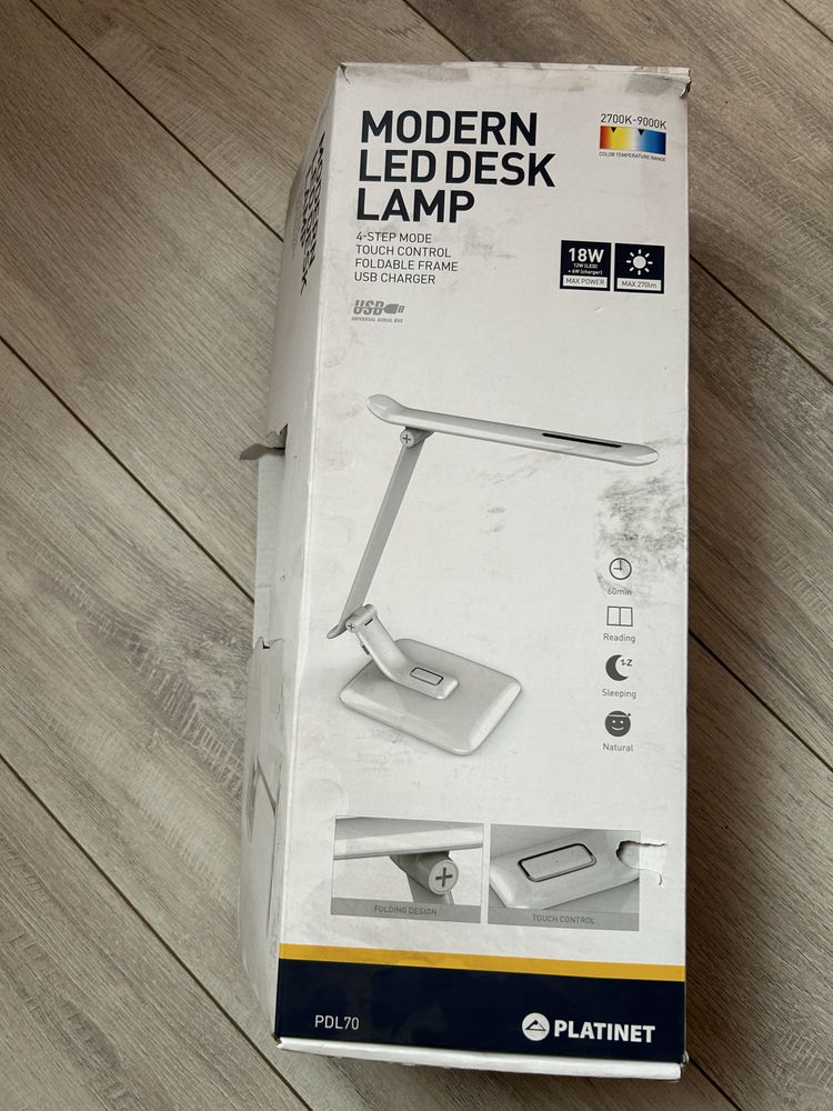Lampa biutowa LED biała 4 tryby świecenia + wejście USB - PDL70 - nowa
