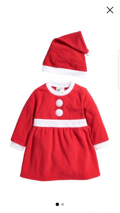 Polarowy kostium Mikołaja dla dziewczynki rozmiar 62 2-4 miesiące h&m