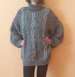 34/36/38/40 Ciepły sweter golf długi warkoczowy oversize vintage retro