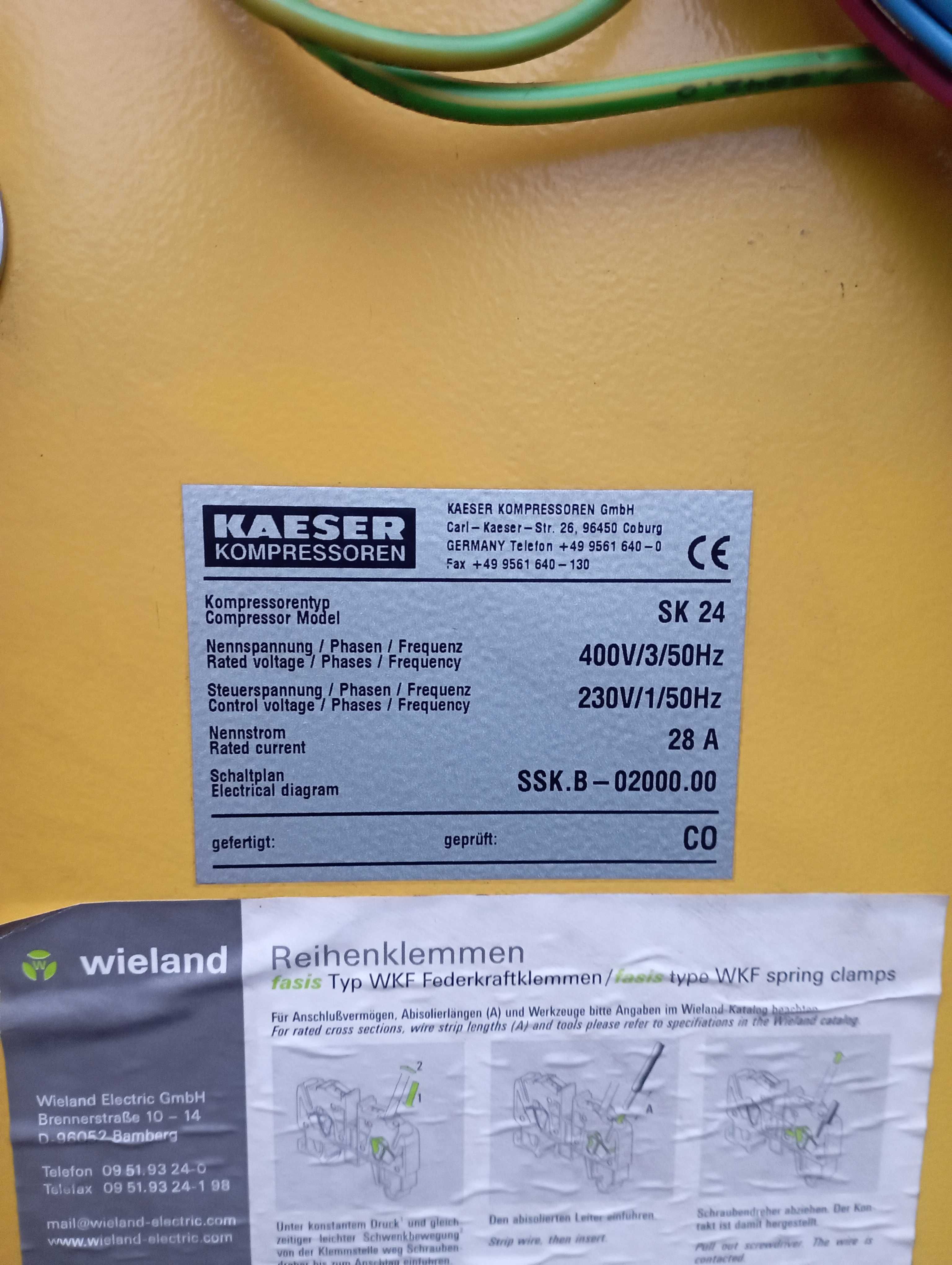 SPRAWNA!!! Sprężarka Śrubowa KAESER SK24, 15kW, 2.02m3/min S015361
