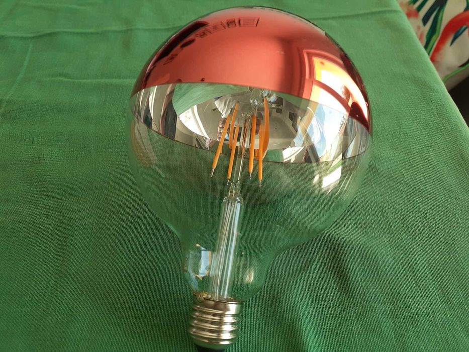 Duas Lâmpadas led globo espelhado cobre