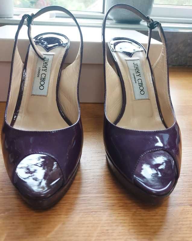 Jimmy Choo fioletowe skorzane czolenka 36
