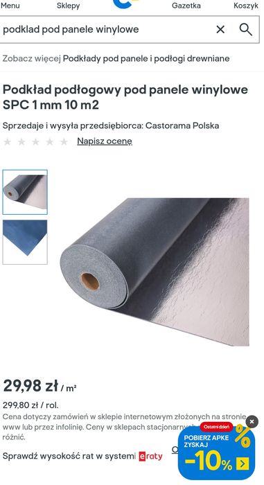 Podkład pod panele winylowe z Casto ok 6m2