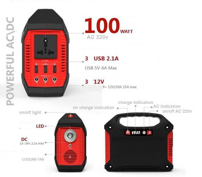 Power Bank/фонарь 42000 mAh с USB 5v, АС 220v