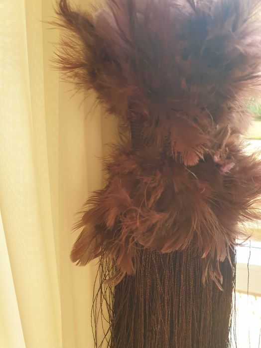 Sznur brąz pióra chwost do podpięcia zasłon