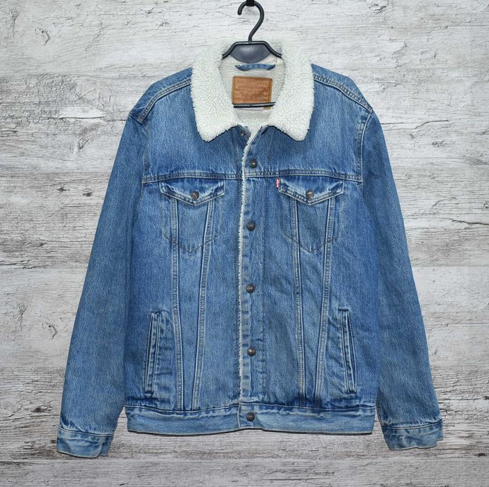 Levis Sherpa Trucker Kurtka Jeansowa Kożuszek L