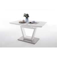 Biały Stół rozkładany z szklanym blatem i podstawą 140/180x80