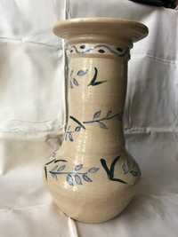 wazon z gliny, toczony na kole, ręcznie malowany, szkliwiony