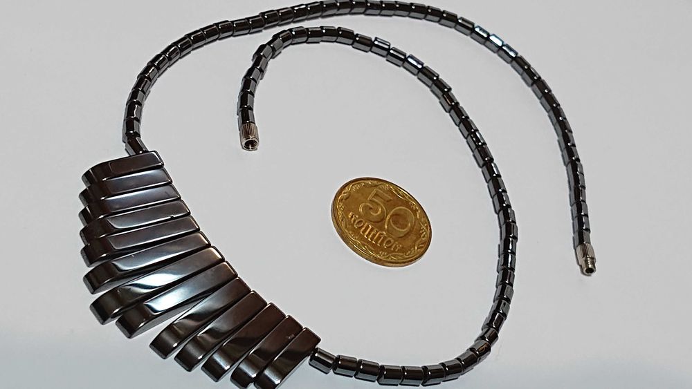 Колье гематит ожерелье бусы намисто кольє натуральный камень