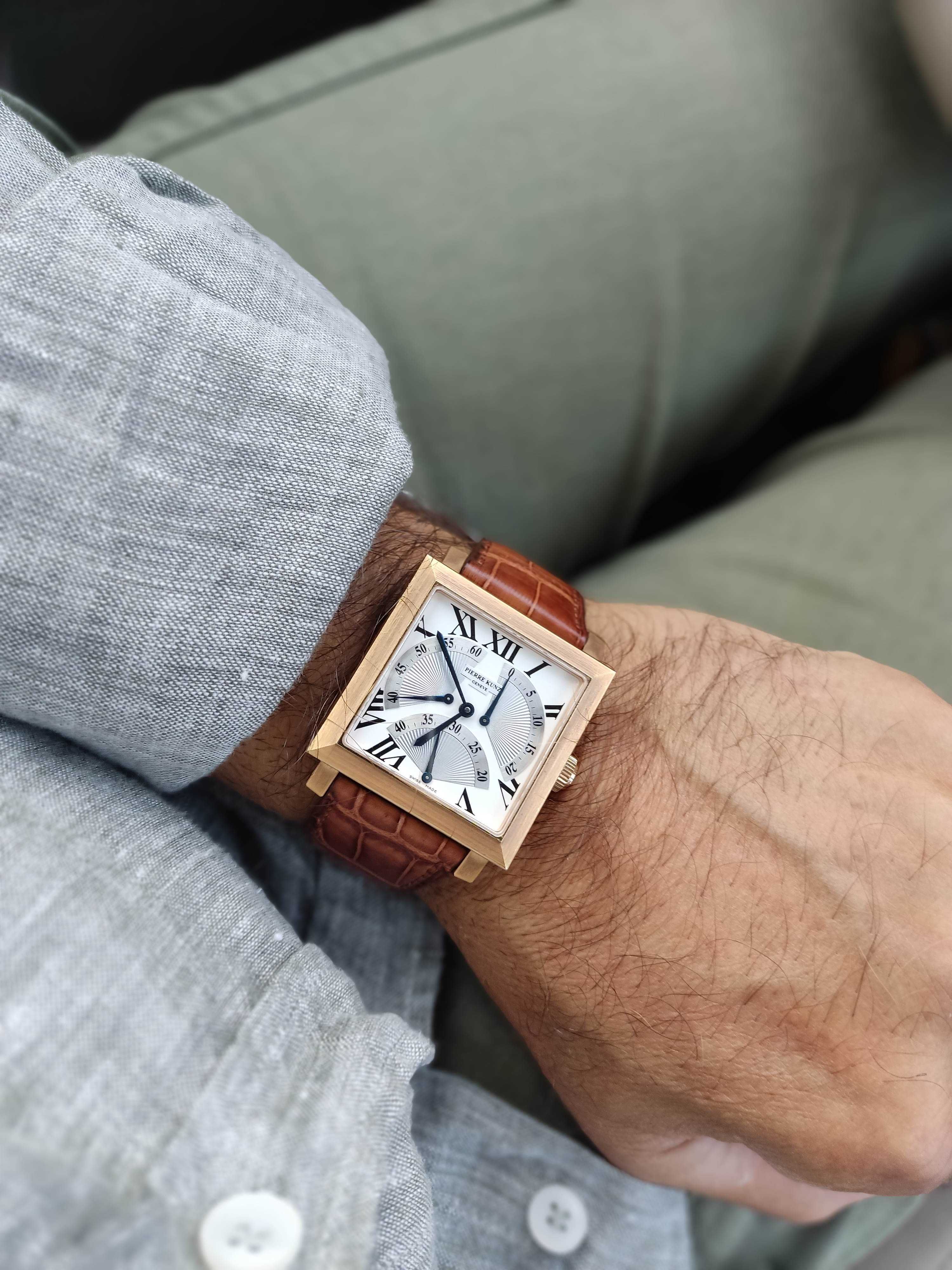 Pierre Kunz Triple seconde rétrograde złoty zegarek 750 gold 18K