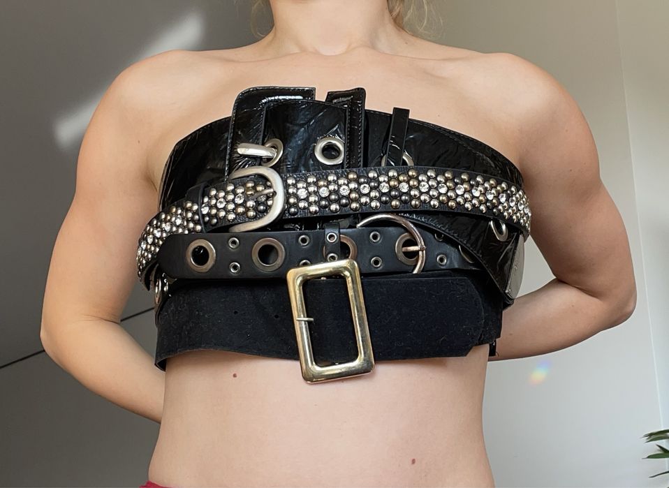 Топ, корсет з поясів, ременів. Бондажний топ. Костюм виступ Корпоратив