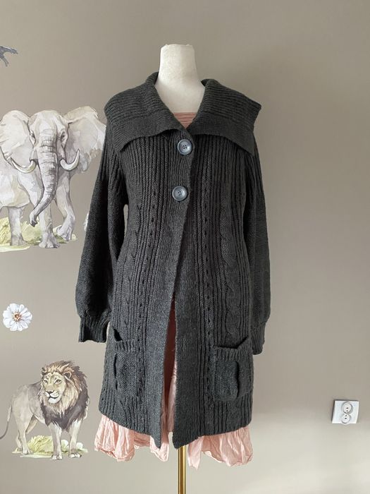 Grafitowy gruby ciepły sweter kardigan plus size 50/52