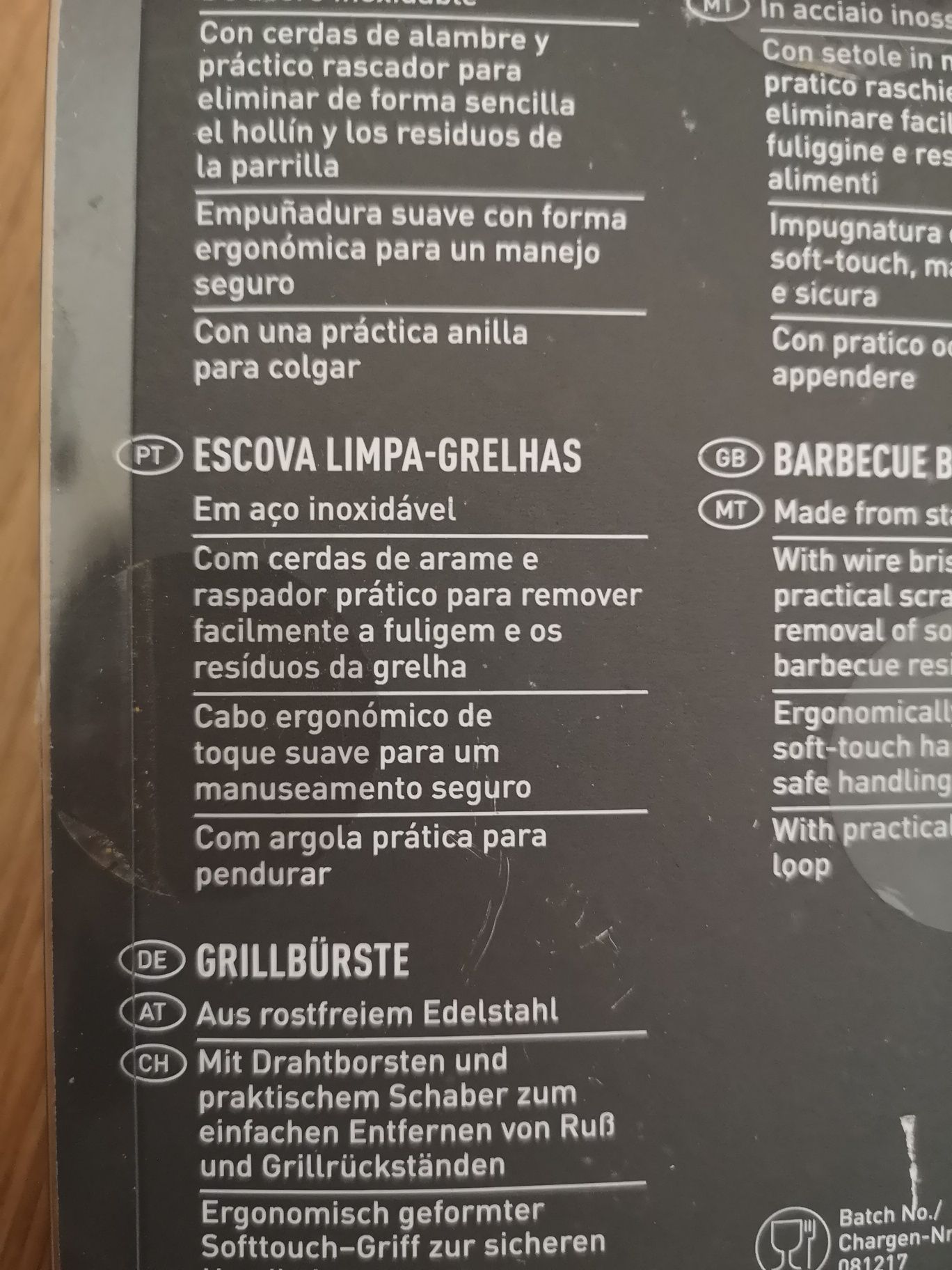 Escova limpa grelhas em aço inoxidável