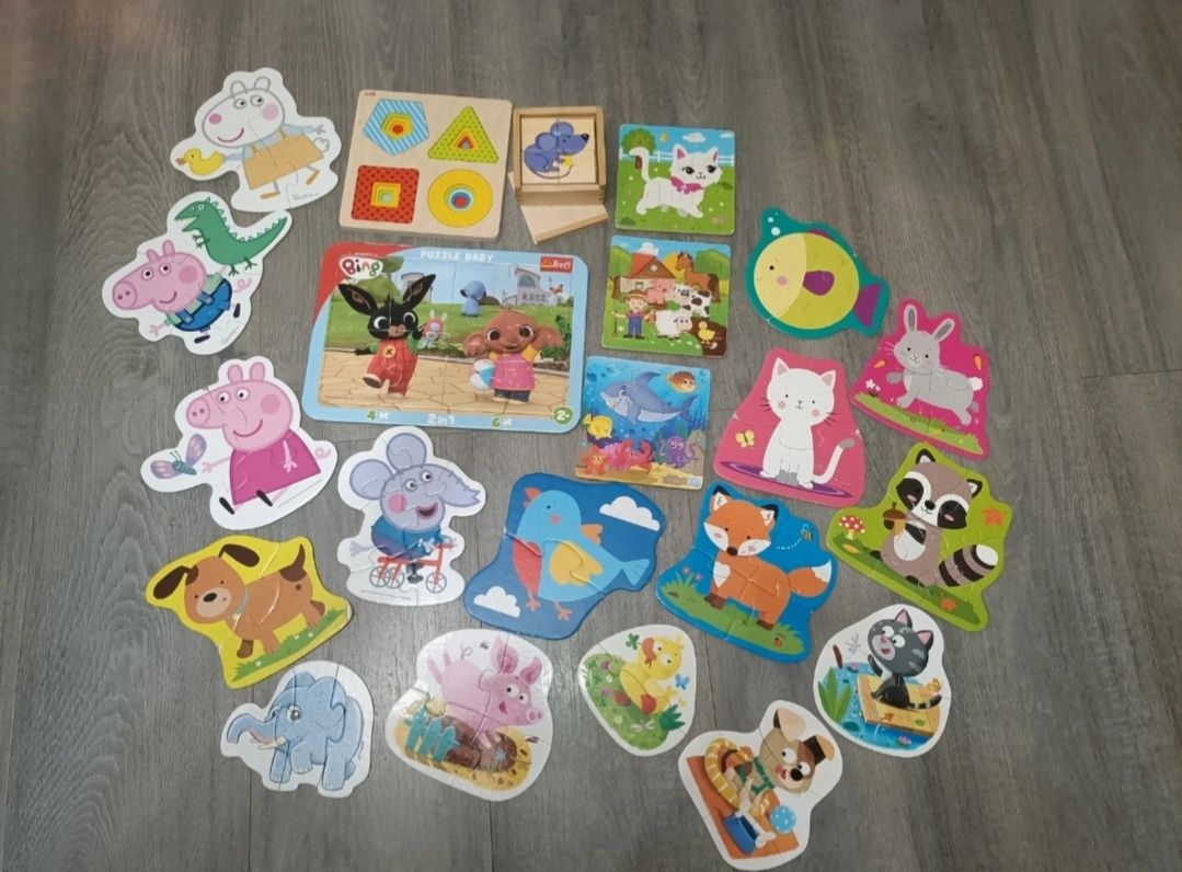 Zestaw puzzli układanek dla dziecka pierwsze puzzle Peppa Bing zwierzę