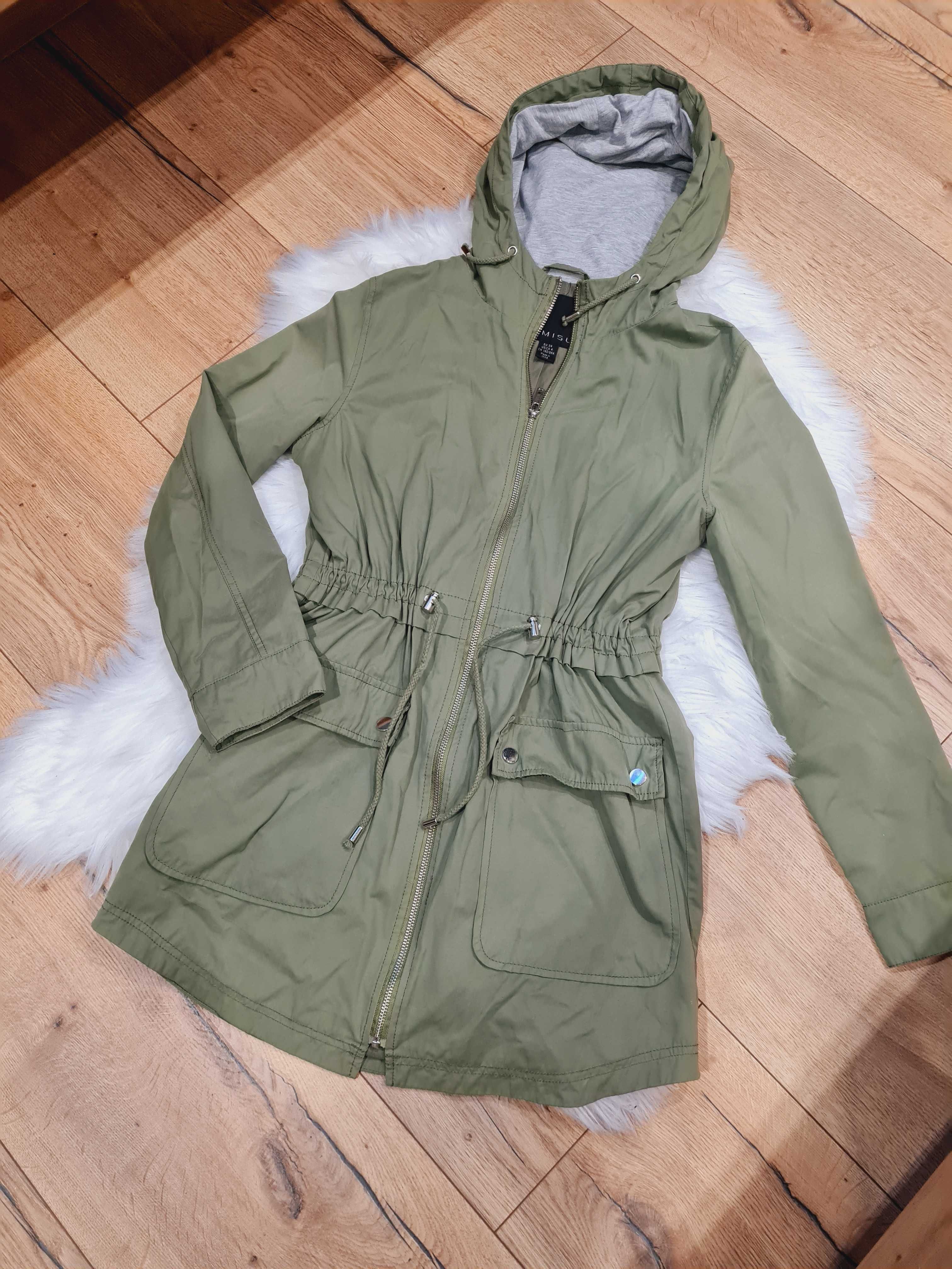 Parka wiosenna kurtka zielona khaki 34