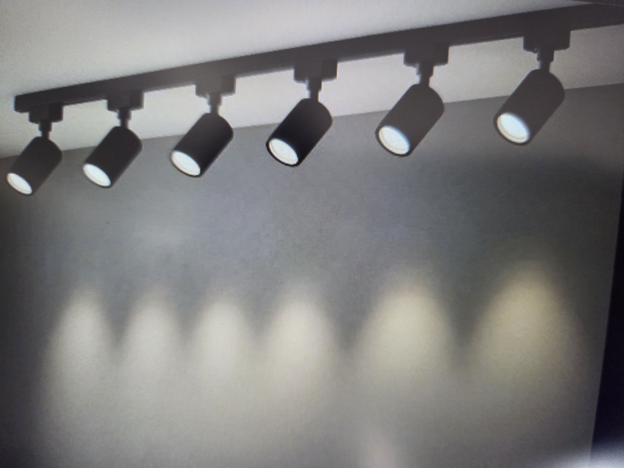 Lampa sufitowa na szynowych reflektorach 6szt. Czarna