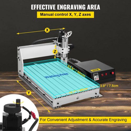 Máquina de Gravação CNC de 4 Eixos 6040 com Eixo de Cromo