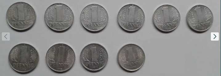 Monety niemieckie PFENNIG fenigi 1 fenig 5, 10, 20, 50 fenigów DDR NRD