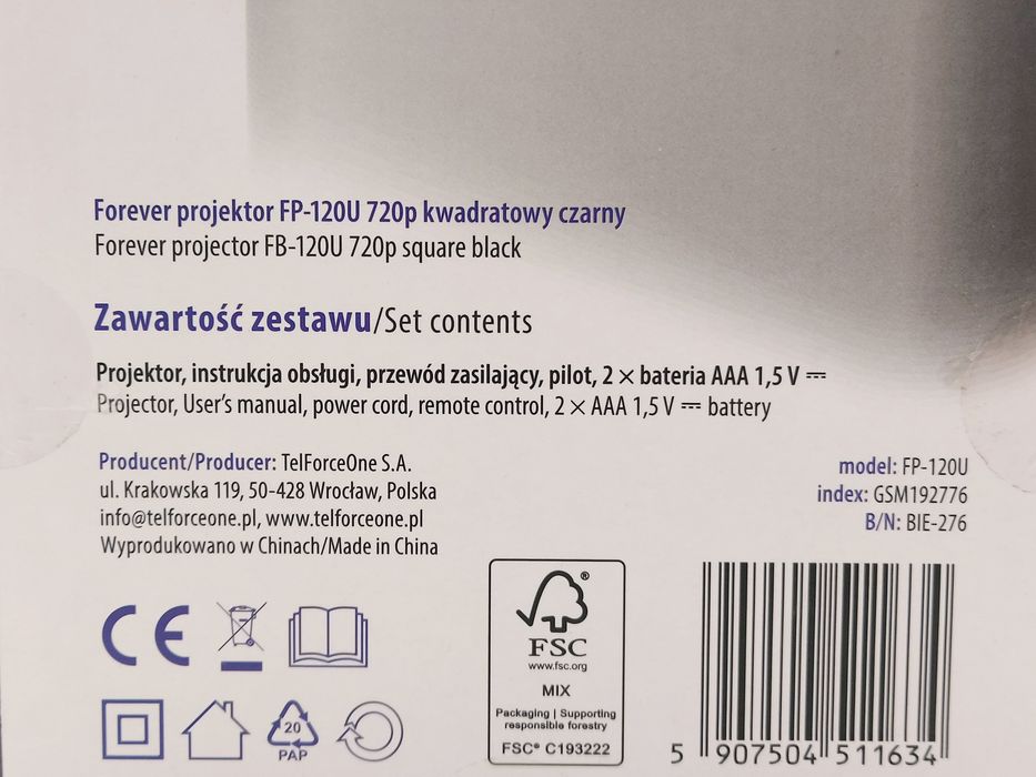 Kompaktowy Projektor Forever Smart Led FP-120U