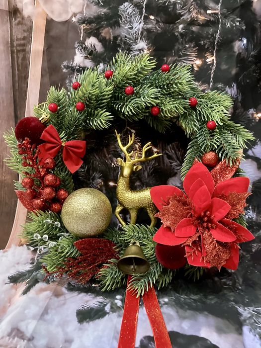 Wianek bozonarodzeniowy zimowy dekoracja drzwi okna naturalny