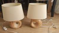 2 lampki nocne ceramiczne drewno beż