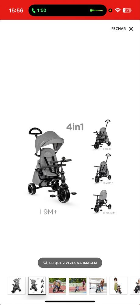 Triciclo KINDERKRAFT Jazz (Dobrável - Cinzento)