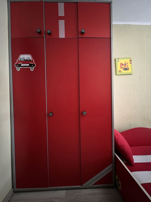 Шафа дитяча меблі червона з сірим