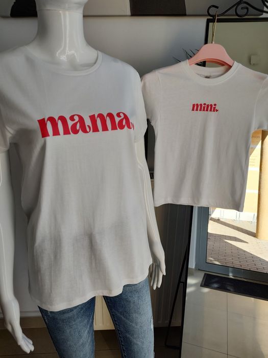 Zestaw koszulek dla mamy i córki Mama&Mini - biały One size + 96/104
