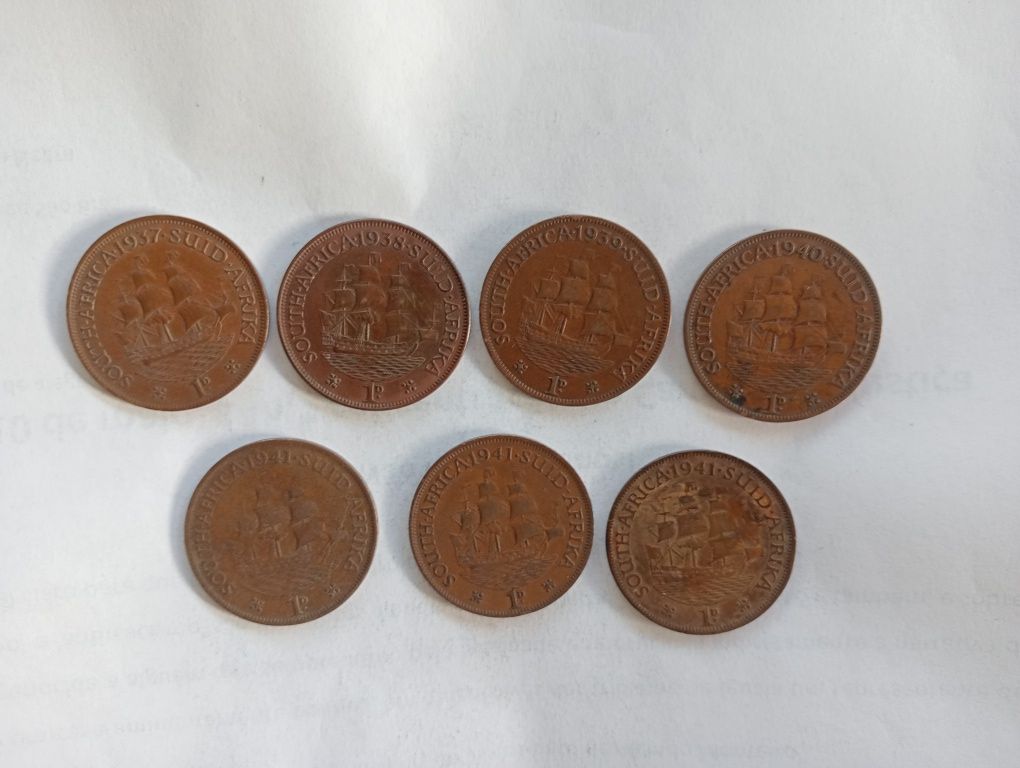 7 moedas África Sul 1937 a 1941