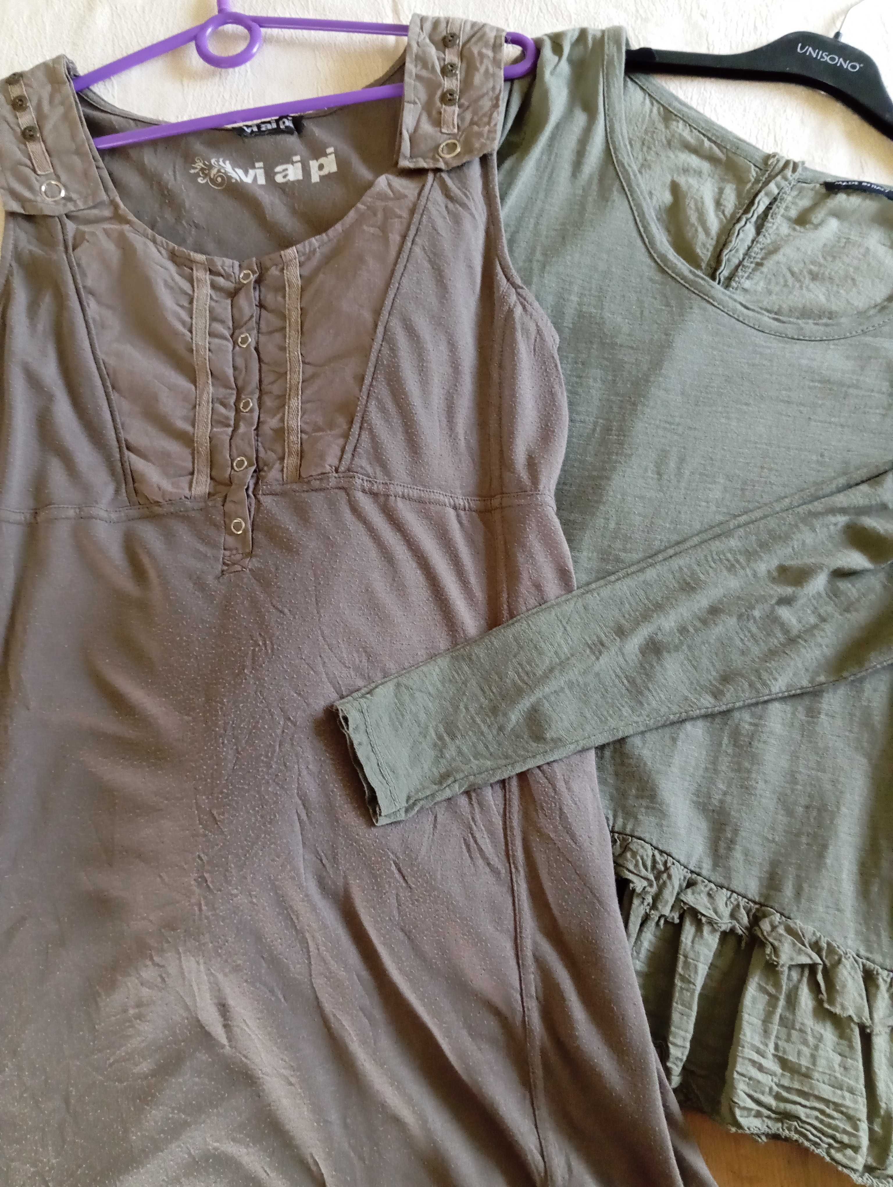 Sukieneczka + bluzeczka w kolorach khaki - M/L