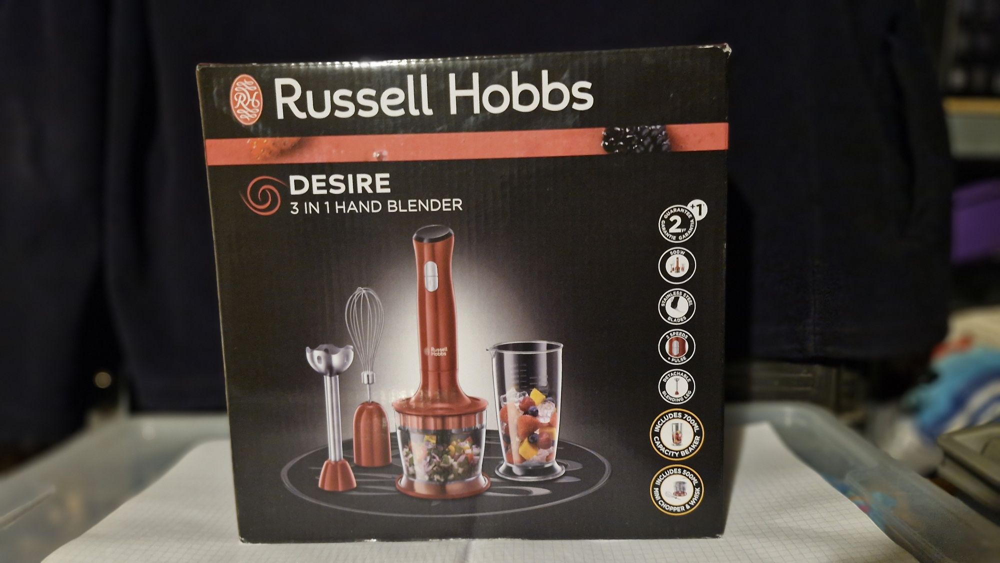 Blender ręczny Russell Hobbs 3w1 czerwony