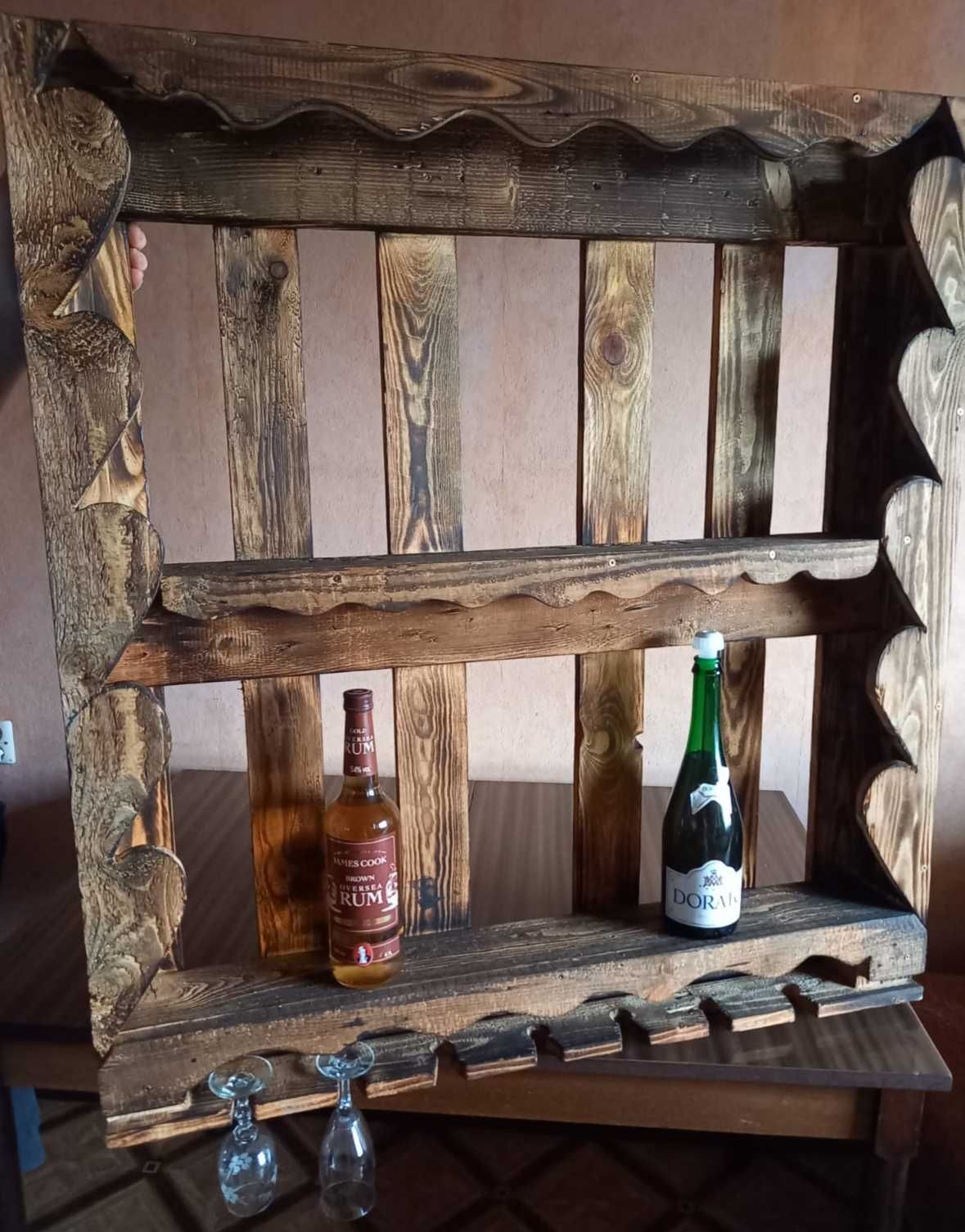 Rustykalny regał na wino i kieliszki. Ostatnie dwa!!!