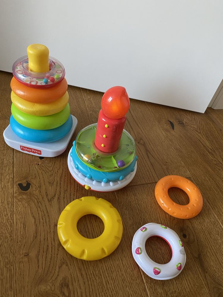 Sorter kółka fisher price i grajacy świecący piramidka p