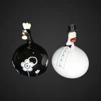 Dekoracyjne ceramiczne kury koguty biały i czarny B4172