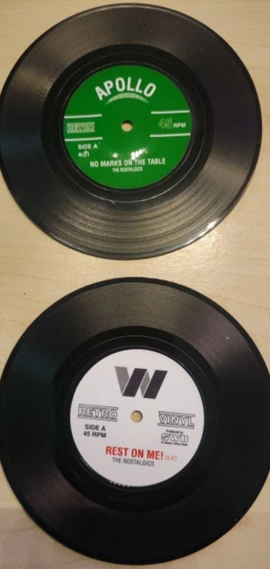 Conjunto de 6 Bases Discos  Vinil para  Copos