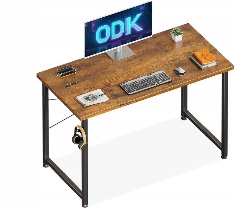 Małe Biurko Odk 100X48X74 Cm Do Gabinetu I Biura Domowego Brązowe