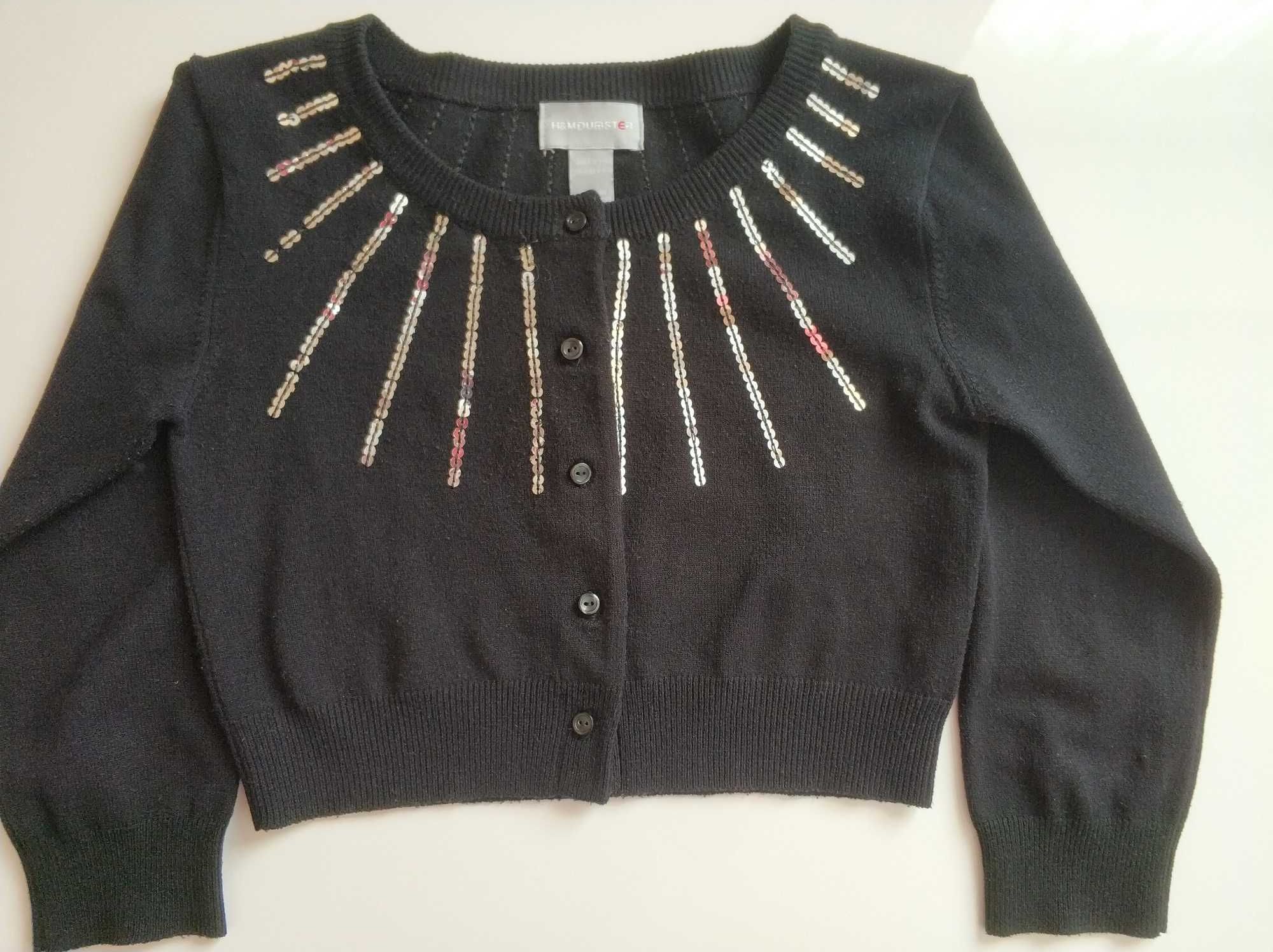 bolerko czarne 7-8 lat, sweterek krótki  H&M 134