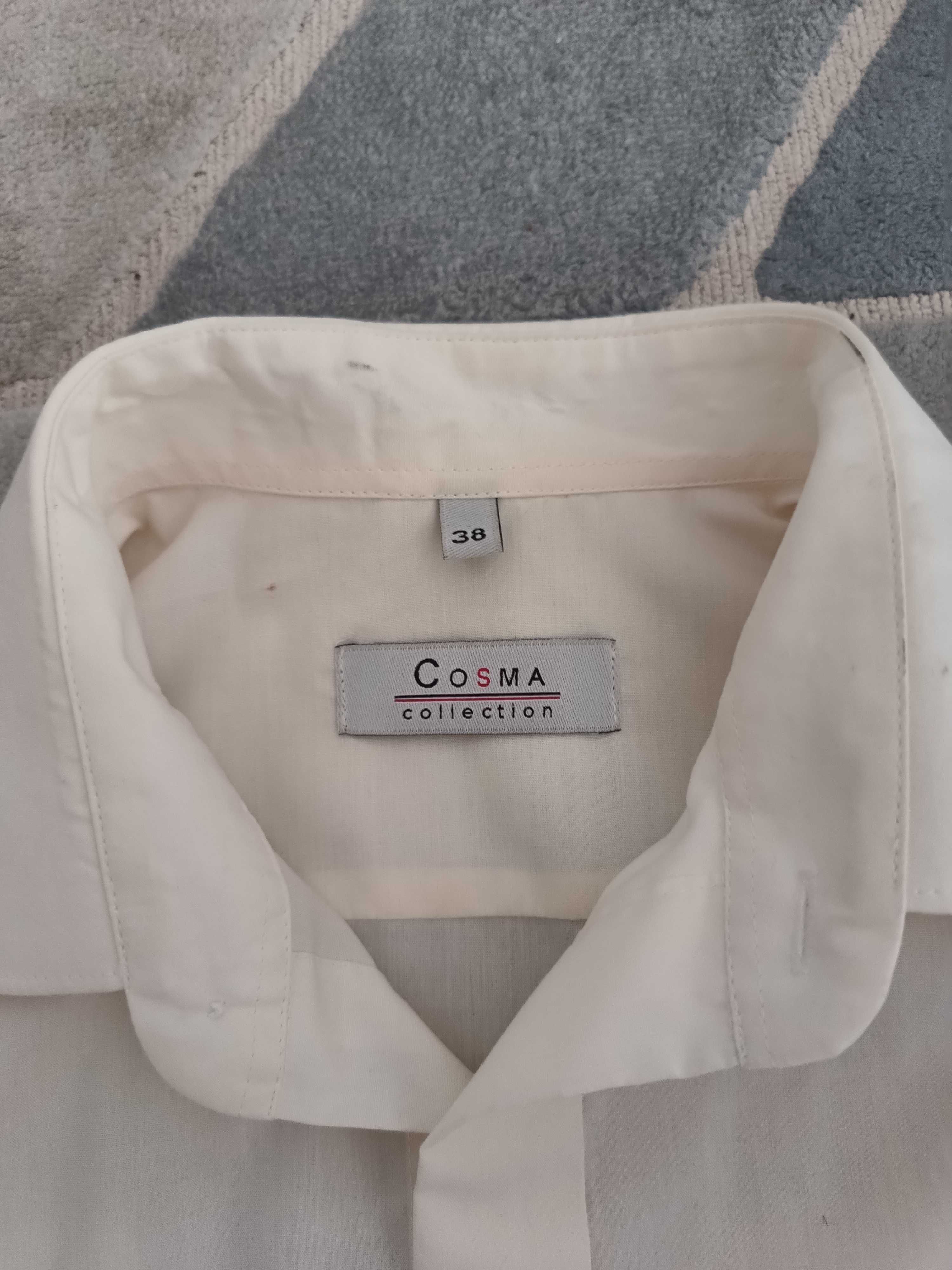 Koszula męska Cosma Collection w kolorze ecru z makietami, rozmiar 38
