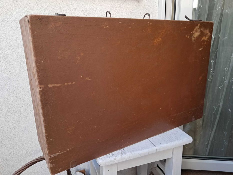 Walizka kufer bardzo stara drewniana rękodzieło