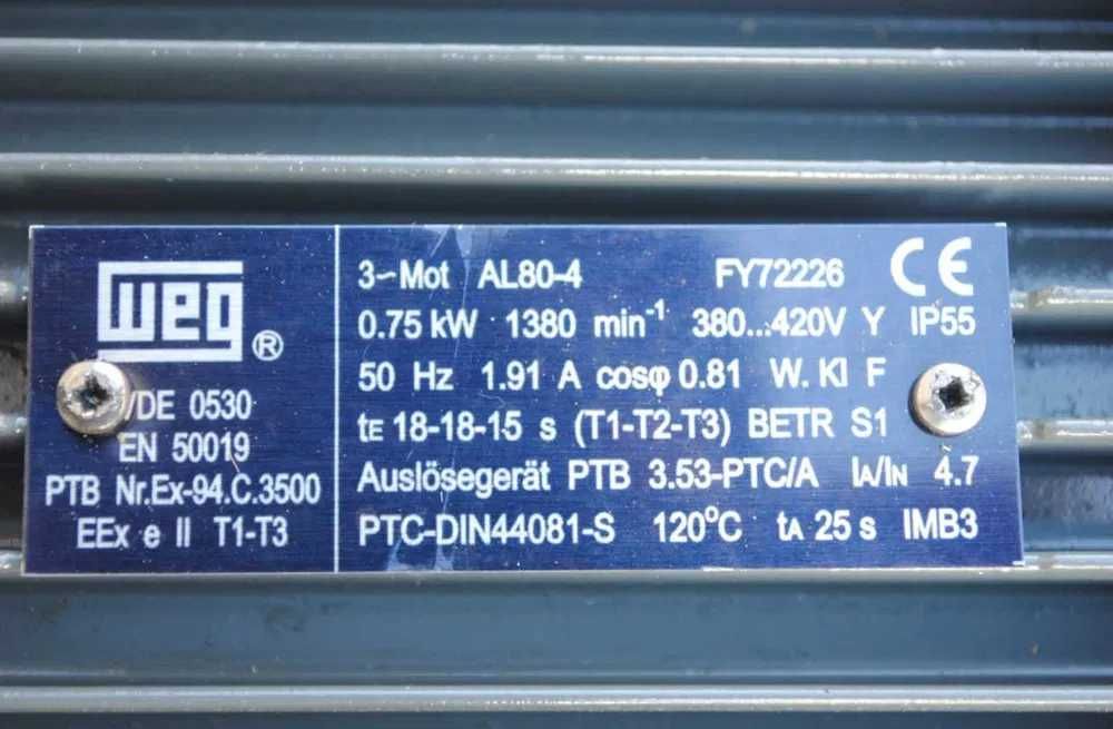 Silnik elektryczny 0.75kw.  1380obr./min.. Firmy WEG