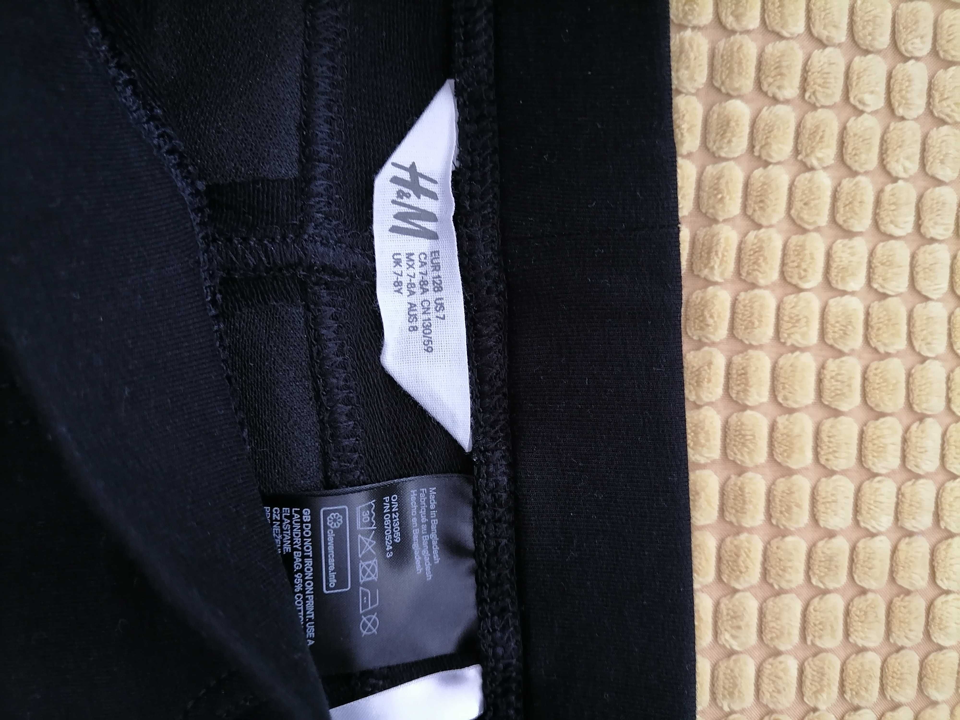 Getry/legginsy czarne, dziewczęce, rozm 128, H&M, prosta nogawka