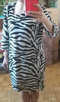Elegancka sukienka ołówkowa zebra flausz JAK NOWA jesień damska
M 38