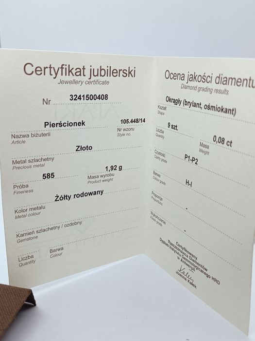 Klasyczny pierścionek ze złota z brylantami, Apart, złoto 585